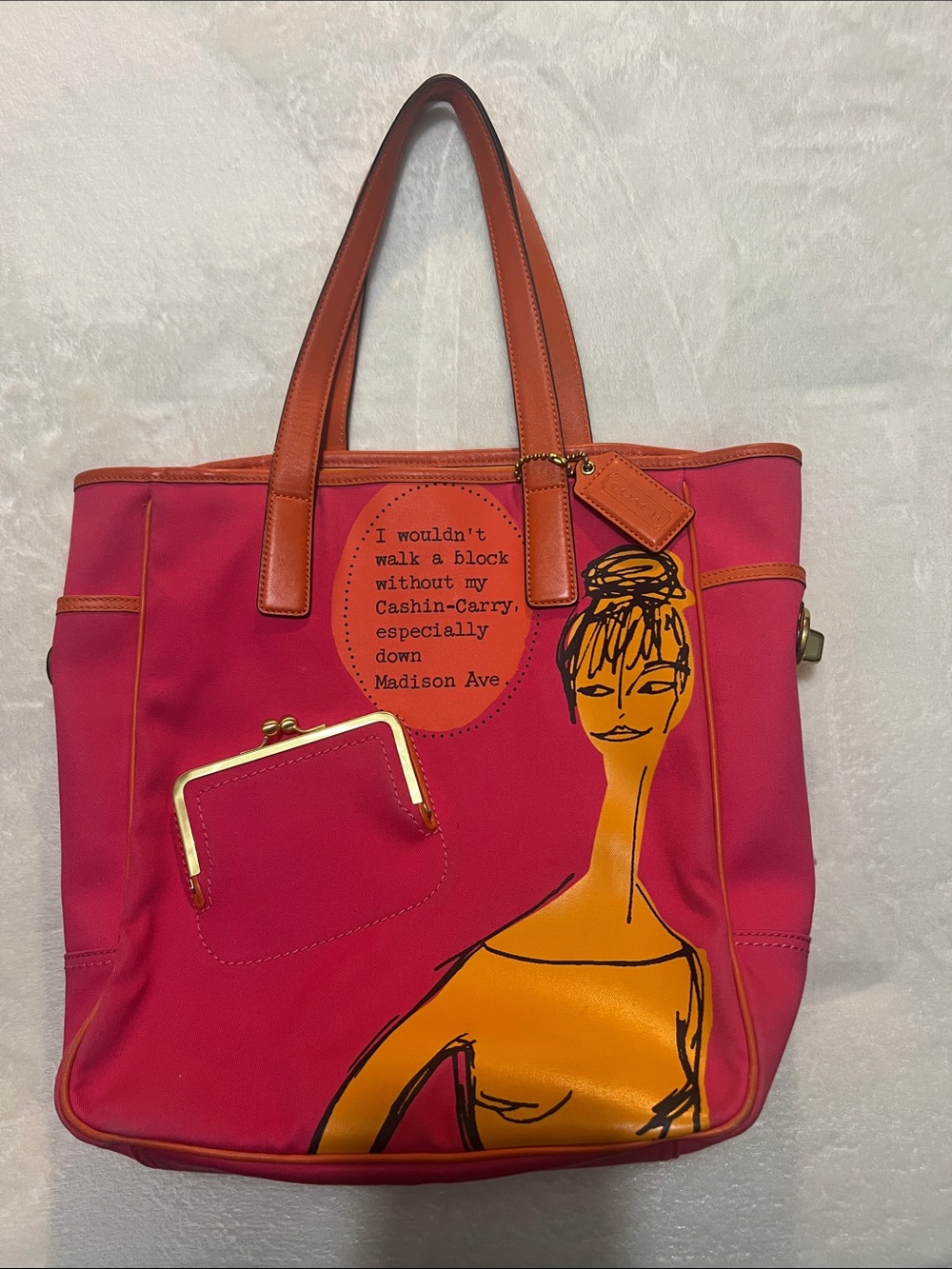 Coach Pink and Orange Graphic Tote